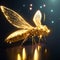 Golden dragonfly on a black background. 3d rendering. 3d illustration. AI Generated