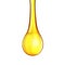 Golden drop of oil on white background, yellow liquid is dripping, vector.
