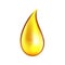 Golden drop of oil on a white background, yellow liquid is dripping, vector icon