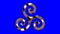 Golden Druidism Triskelion Symbol on a Blue Screen Background