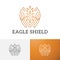 Golden Eagle Falcon Bird Shield Crown Line Logo Symbol