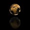 Golden earth globe metallic finish black background