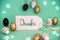 Golden Easter Egg Decoration. Label With German Text Danke Means Thank You