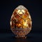 Golden Easter Egg Isolated, Luxury Jewelry, Abstract Faberge Imitation, Generative AI Illustration