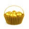 Golden easter eggs in basket isolated