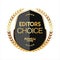 Golden editors choice badge on white background