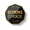 Golden editors choice badge on white background