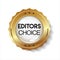 Golden editors choice badge on white background