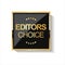 Golden editors choice badge on white background