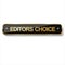 Golden editors choice badge on white background