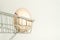 A Golden egg made of metal in a supermarket grocery cart. The concept of a unique offer for the client