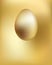Golden egg soars hanging in gold space. Antigravity effect. Easter symbol. Spring traditional holidays