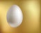 Golden egg soars hanging in space. Antigravity effect. Easter symbol. Spring traditional holidays