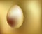 Golden egg soars hanging in space. Antigravity effect. Easter symbol. Spring traditional holidays