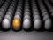 A golden egg that stands out. Future possibilities and promising options. Many eggs are lined up side by side.