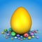Golden egg surrounded by Easter eggs