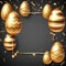 Golden eggs on black realistic Easter sale banner