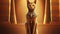 Golden Egyptian magic divine cat, cat in the temple of the Egyptian goddess
