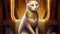 Golden Egyptian magic divine cat, cat in the temple of the Egyptian goddess