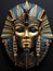 Golden Egyptian mask on a dark background. Ancient culture. Generated by AI