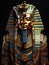 Golden Egyptian mask on a dark background. Generated by AI