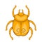 Golden Egyptian scarab beetle icon, cartoon style