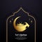 Golden Eid al adha mubarak design template Stories Collection. Islamic background with goat and Mosque