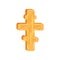 Golden eight-pointed cross. Christian culture theme. Symbol of Orthodox Church. Flat vector element for website or