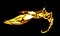 Golden element similar to tail of dragon, sea creature or reptile. Helix or spiral with sharp fins or slippers.