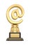Golden email symbol trophy isolated on white background. 3D illustration