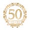Golden emblem of fiftieth years anniversary in vintage style
