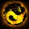 Golden emblem Yin Yang with a dragon.
