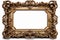 Golden, empty, horizontal picture frame on white background. Baroque style, vintage, antique. With beautiful ornaments