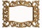 Golden, empty, horizontal picture frame on white background. Baroque style, vintage, antique. With beautiful ornaments