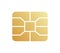 Golden EMV chip icon. Secure online banking microchip.
