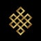 Golden Endless knot. Concept of Karma