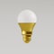 Golden energy saving led light bulb isolated on white background in studio