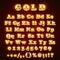 Golden English alphabet on khaki background.