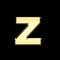 Golden english letter z on black background