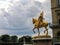 Golden equestrian statue of Jeanne d`Arc