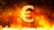 Golden euro sign on fiery background, money rules the world, financial market