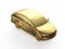 Golden ev car or metallic gold electric vehicle on white background