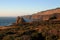 Golden Evening Light on Seastack at Cuffeys Point near Elk, Pacific Coast, California