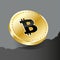 Golden expensive shiny coin cryptocurrency bitcoin technology blockchain graph