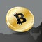 Golden expensive shiny coin cryptocurrency bitcoin technology blockchain graph