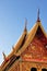 Golden exquisite exterior of a temple in Thailand