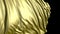 Golden fabric in slow motion. The fabric develops smoothly in the wind