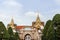 Golden facade and roof of Bangkok Grand Palace `Chakri Maha Prasat` throne hall