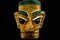 Golden face mask statue with big eye of sanxingdui ruins