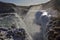 Golden Falls falling into the chasm, Gullfoss waterfall, Iceland.